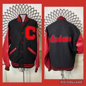 Rock Creek Athletics Red/Black Wool Snap Varsity Letterman Covina Jacket s/Small